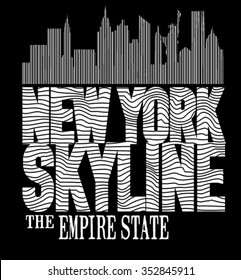 New york skyline and typography, graphic work