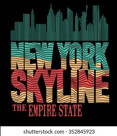 New york skyline and typography, graphic work