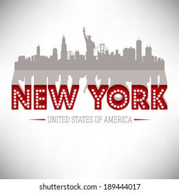 New York Skyline, United States of America Cities/States, vector illustration.