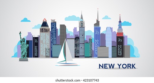 New York Skyline Vector Stock Vector (Royalty Free) 423107743 ...