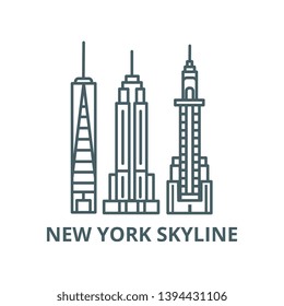 New york skyline vector line icon, linear concept, outline sign, symbol