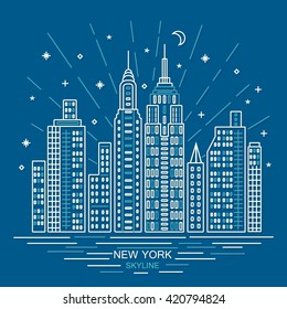 New york skyline, vector outline design