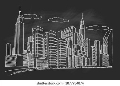 Línea aérea de Nueva York. Esbozo vectorial.
