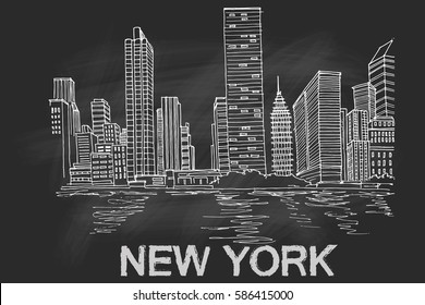 New York Skyline. Vector Sketch.