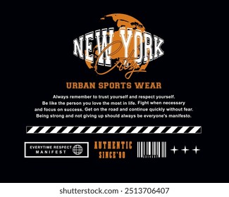 New york slogan and college style design graphic tee vector 