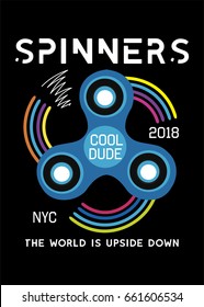 Spinners de Nova York, cara legal, t-shirt impressão cartaz ilustração vetorial