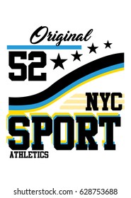new york sport athletic,t-shirt print poster vector illustration