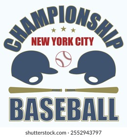 New York Sport T-shirt Typography, baseball print. vector