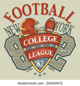 New York Sport Typography, College Football Athletic Dept. T-shirt graphics, Vintage Print for sportswear apparel - vector illustration