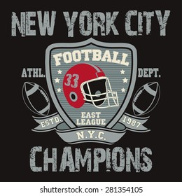 New York Sport Typography, Football Athletic Dept. T-shirt graphics, Vintage Print for sportswear apparel - vector illustration