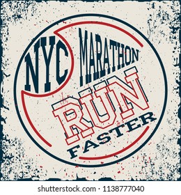 New York  Sport wear typography emblem, t-shirt stamp graphics, tee print, athletic apparel design. Vector illustration.
