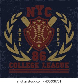 New York  Sport wear typography emblem, t-shirt stamp, vintage tee, athletic apparel design graphic print - vector