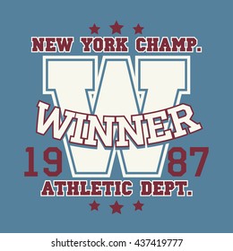 New York Sport wear typography emblem, t-shirt stamp graphics, vintage tee print, athletic apparel design graphic print. vector