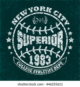 New York  Sport wear typography emblem, t-shirt stamp graphics, vintage tee, athletic apparel design  print - vector