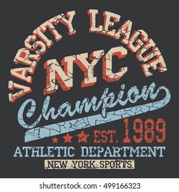 New York Sport wear, sport typography emblem, t-shirt stamp graphics, athletic apparel design