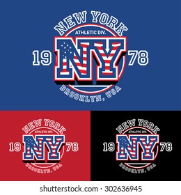 New york sporting typography, t-shirt graphics, poster, vector art, vector illustration.