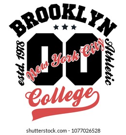 New York sportswear print, Athletic  t-shirt graphic. Original clothes design. Authentic apparel typography  tee shirt graphics. Vector illustration