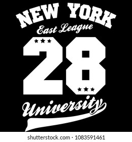 New York sportswear print, Athletic  t-shirt graphic. Original clothes design. Authentic apparel typography  tee shirt graphics. Vector illustration