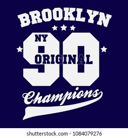 New York sportswear print, Athletic  t-shirt graphic. Original clothes design. Authentic apparel typography  tee shirt graphics. Vector illustration