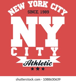 New York sportswear print, Athletic  t-shirt graphic. Original clothes design. Authentic apparel typography  tee shirt graphics. Vector illustration