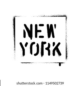 ''New York'' spray paint graffiti stencil.