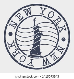 New York Stamp. Liberty Silhouette Seal. Round Design. Vector Icon. Design Retro Insignia.