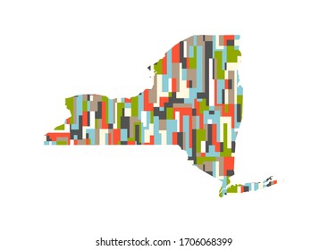 New York State Abstract rectangular color pattern Map. Vector Design illustration