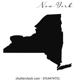 New York state black silhouette vector map. Editable high quality illustration of the American state of New York simple map