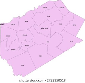Polígono del tracto censal del Vector del condado de Delaware del estado de Nueva York basado en los datos del censo de Tiger 2020