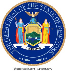 New York State Flag Shaped Heart United States America American Illustration
