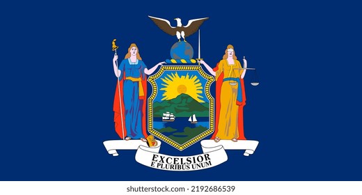 Bandera del estado de Nueva York. Ilustración vectorial.