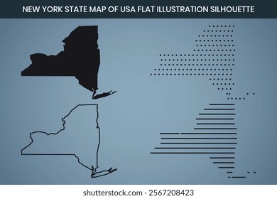 New York State Hand Drawn Outline Map of USA Fully Editable, 300 DPI, High-Resolution EPS File Included.