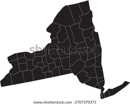 New York State Isolated Map with County Lines