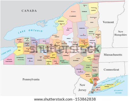 New York State Map Stock Vector (Royalty Free) 153862838 - Shutterstock