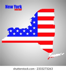 New York state map with American national flag