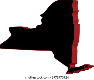 New York State map in black and red  3d