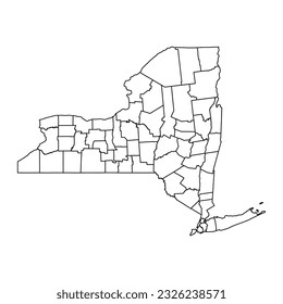 New York state map with counties. Vector illustration.