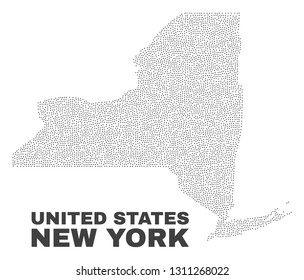 New York State map designed with little dots. Vector abstraction in black color is isolated on a white background. Random little points are organized into New York State map.