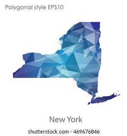 New York state map in geometric polygonal style.Abstract gems triangle,modern design background. Vector illustration EPS10