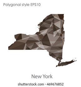 New York state map in geometric polygonal style.Abstract gems triangle,modern design background. Vector illustration EPS10