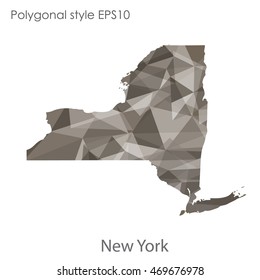 New York state map in geometric polygonal style.Abstract gems triangle,modern design background. Vector illustration EPS10