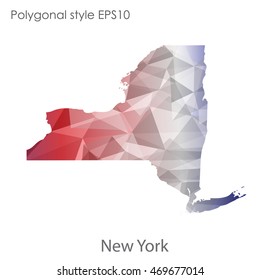 New York state map in geometric polygonal style.Abstract gems triangle,modern design background. Vector illustration EPS10