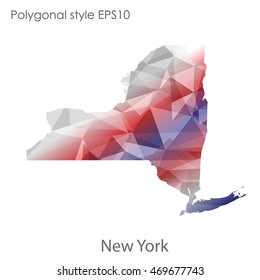 New York state map in geometric polygonal style.Abstract gems triangle,modern design background. Vector illustration EPS10