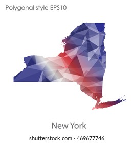New York state map in geometric polygonal style.Abstract gems triangle,modern design background. Vector illustration EPS10