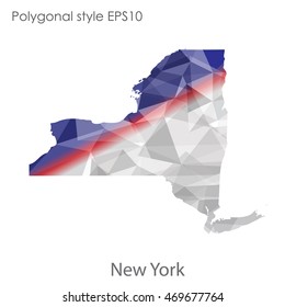 New York state map in geometric polygonal style.Abstract gems triangle,modern design background. Vector illustration EPS10
