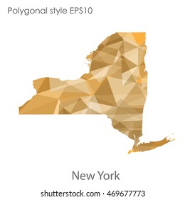 New York state map in geometric polygonal style.Abstract gems triangle,modern design background. Vector illustration EPS10