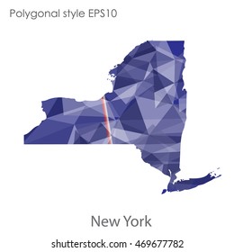 New York state map in geometric polygonal style.Abstract gems triangle,modern design background. Vector illustration EPS10