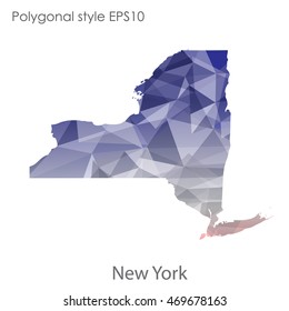 New York state map in geometric polygonal style.Abstract gems triangle,modern design background. Vector illustration EPS10