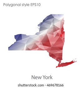 New York state map in geometric polygonal style.Abstract gems triangle,modern design background. Vector illustration EPS10