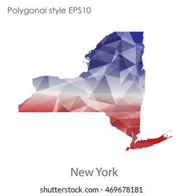 New York state map in geometric polygonal style.Abstract gems triangle,modern design background. Vector illustration EPS10